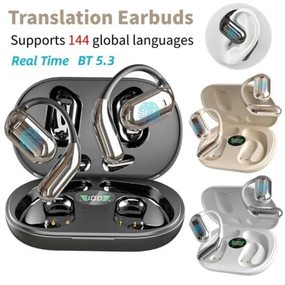 AI Translator Earbuds 144 Languages 3-in-1 Noise Cancelling Bluetooth 5.3 Headset Instant Translator Smart Voice Real Time