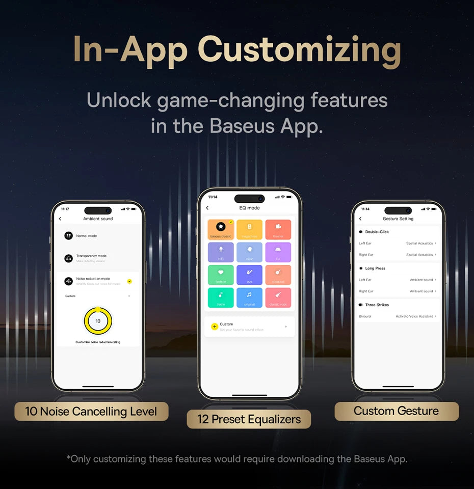 Baseus Bowie MA10 Pro ANC Wireless Earphones 48dB Hybrid ANC Bluetooth 5.3 Earbuds IPX6 Waterproof 4-Mics ENC Sports Headphones