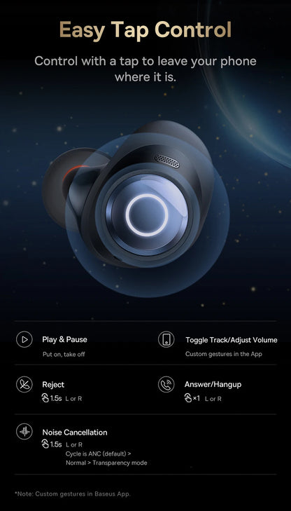 Baseus Bowie MA10 Pro ANC Wireless Earphones 48dB Hybrid ANC Bluetooth 5.3 Earbuds IPX6 Waterproof 4-Mics ENC Sports Headphones