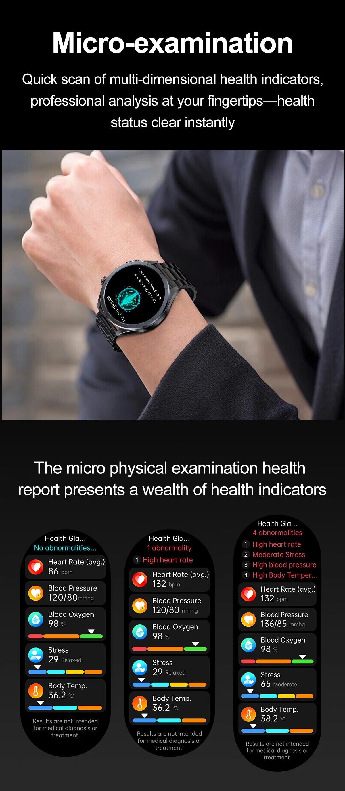 Health Smart Watch - ECG, Blood Pressure, Body Fat Analysis