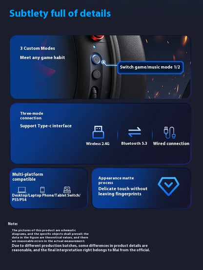 Original MCHOSE V9 Pro Customized Gaming Headphone Tri-mode Esports Earphones Hi-res Music Active Noise Reduction Headsets PC