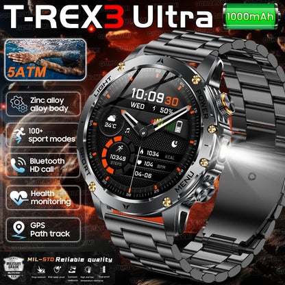 T-Rex 3 Ultra Smartwatch - 1000mAh Battery, 5ATM Waterproof, Heart Rate Monitor