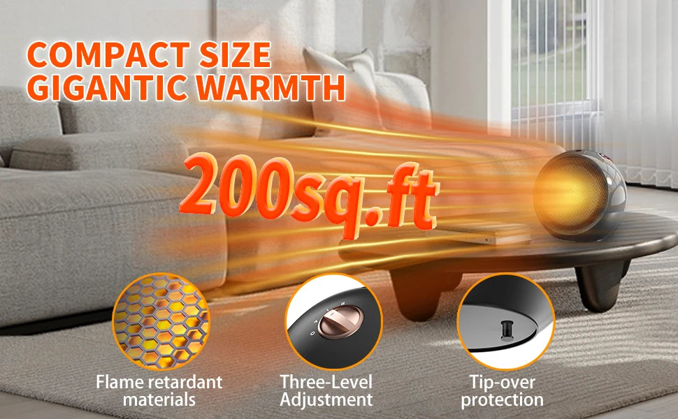1500W Portable Electric Space Heater - Fast Heating Thermostat Safety Protection