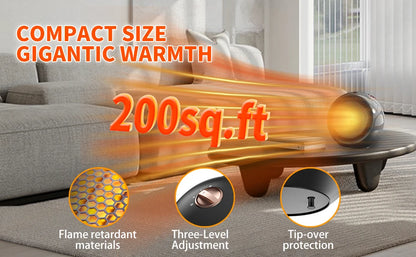 1500W Portable Electric Space Heater - Fast Heating Thermostat Safety Protection