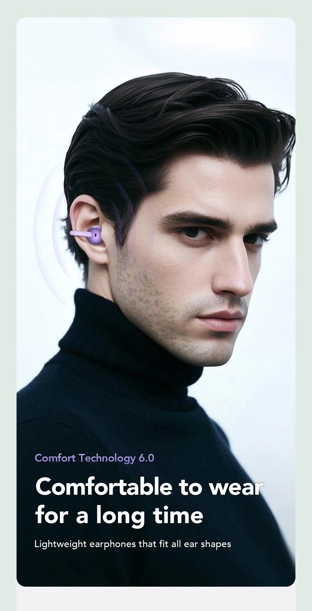 HTC NE54 AI Translator Earbuds - LCD Screen, Ear Clip Design
