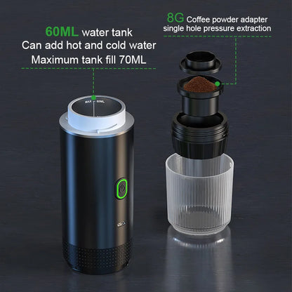 Portable Electric Espresso Maker - 3-in-1 Wireless Coffee Machine for Car Travel
