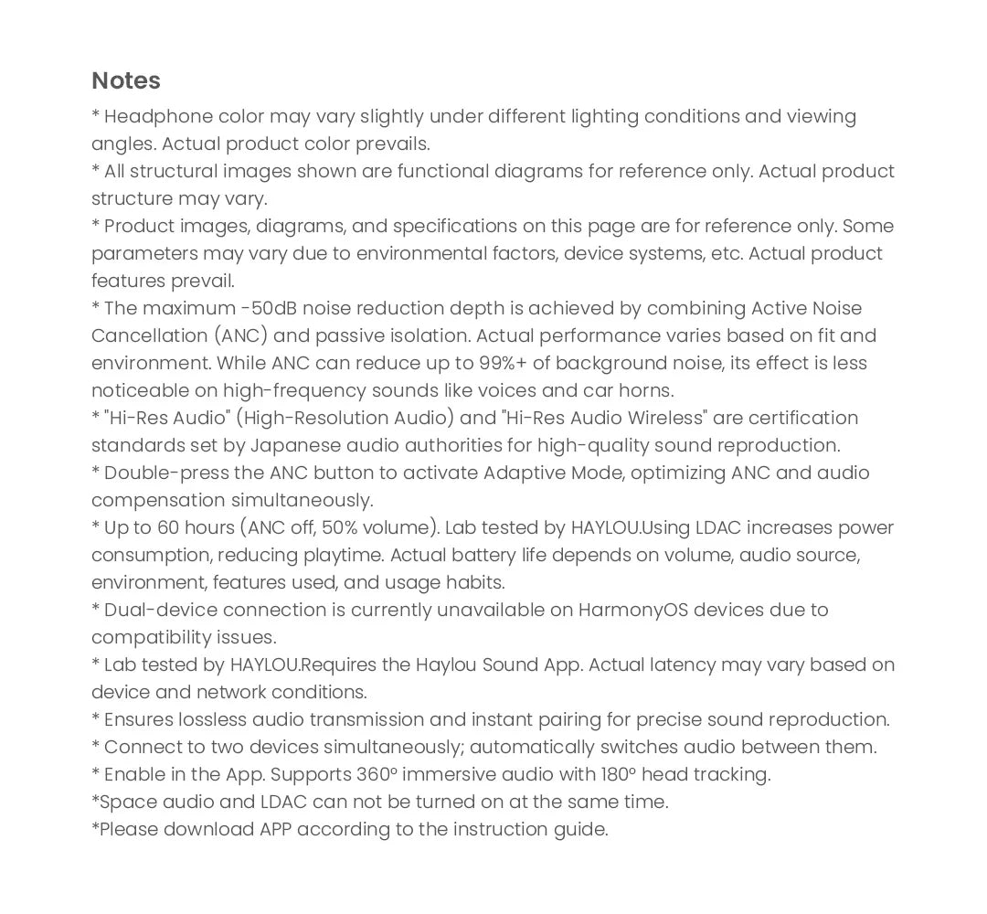 HAYLOU S40 ANC Headphones - 50dB Noise Canceling, Hi-Res Audio, Bluetooth 6.0