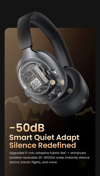 HAYLOU S40 ANC Headphones - 50dB Noise Canceling, Hi-Res Audio, Bluetooth 6.0