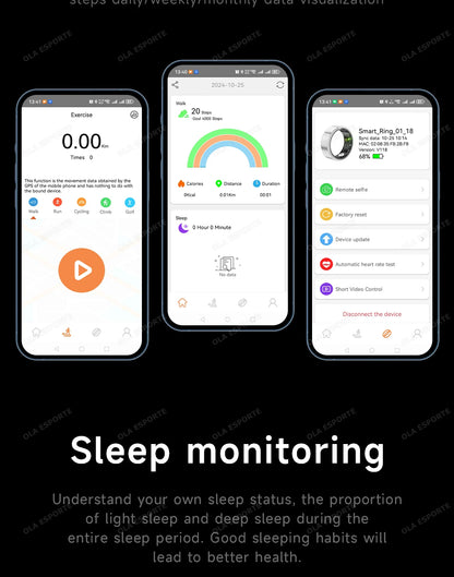 R12 Smart Ring - Display Screen, Wireless Charging, Health Tracker, Waterproof