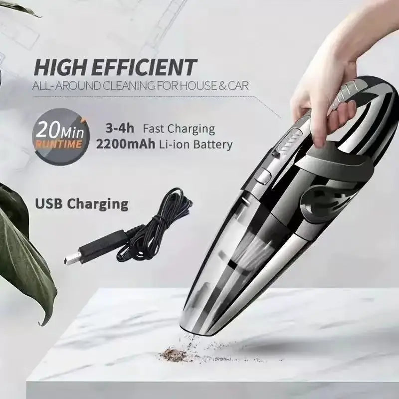 Portable Wireless Handheld Vacuum - Rechargeable Car & Home Pet Hair Cleaner