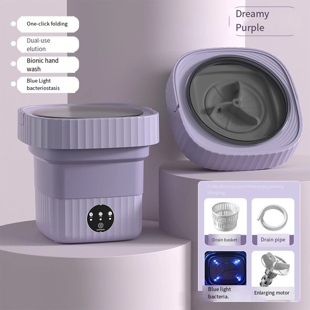 Portable Folding Washing Machine 6L 11L - Mini Ultrasonic Washer Spin Dryer