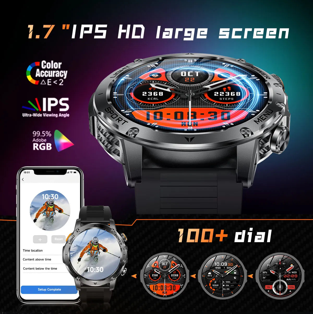 T-Rex 3 Ultra Smartwatch - 1000mAh Battery, 5ATM Waterproof, Heart Rate Monitor