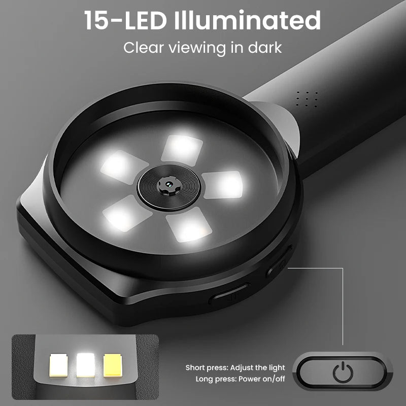 2.8'' IPS Digital Magnifier HD 1080P 100X Portable Microscope Handheld Mignifying Glass for Electronics Repair Check Jewelry