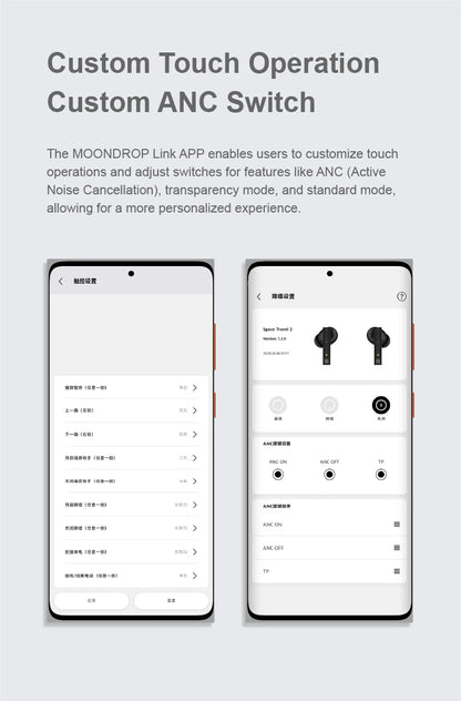 MOONDROP Space Travel 2 earphone HiFi Noise-Canceling TWS wiress Bluetooth 6.0 ANC Low-latency Game Mode SBC/AAC gaming headset