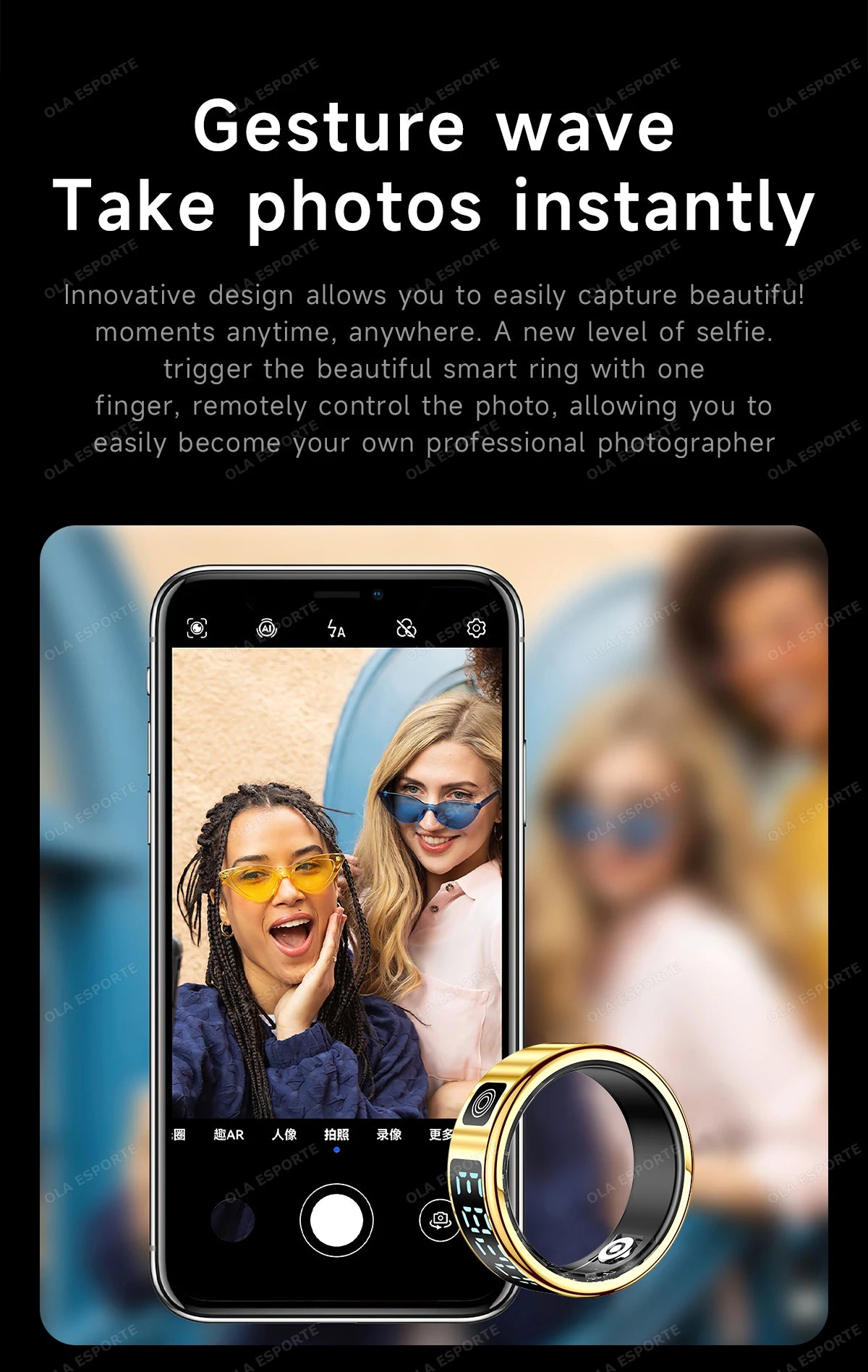 R12 Smart Ring - Display Screen, Wireless Charging, Health Tracker, Waterproof