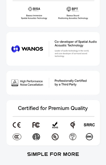 Baseus EP10 Pro ANC Earbuds Wireless Bluetooth 6.0 Earphones 50dB Realtime Adaptive Headphones 6 Mic Hi-Res LDAC IP55  Ear buds