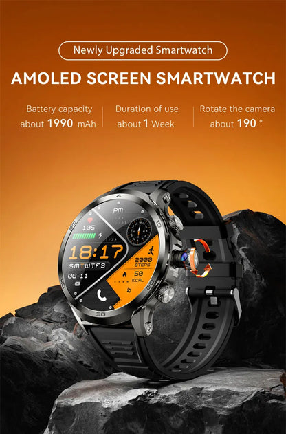 H19 Android Smartwatch - 190° Rotary Camera, GPS, 1.95" AMOLED