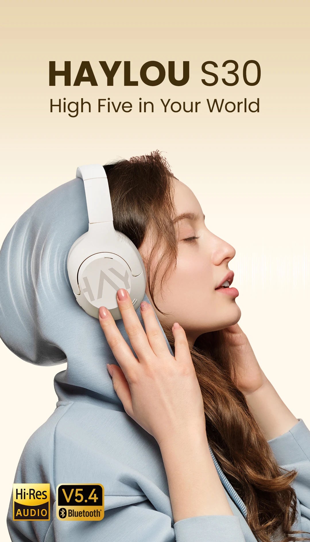 HAYLOU S30 Bluetooth 5.4 Headphones - 43dB ANC, 80H Playtime