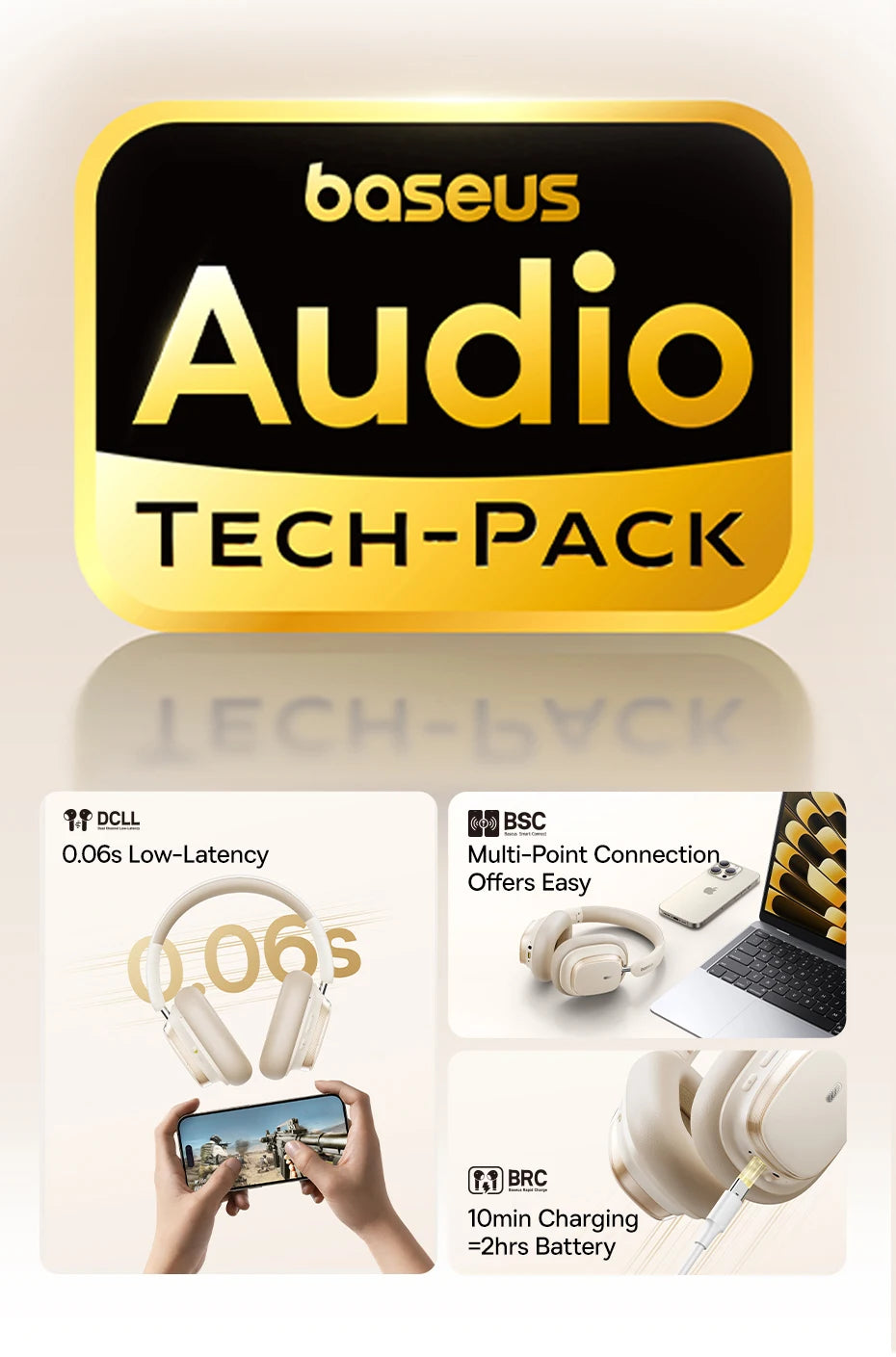 Baseus Bowie H1s Wireless Headphones - 46dB ANC, 120H Battery