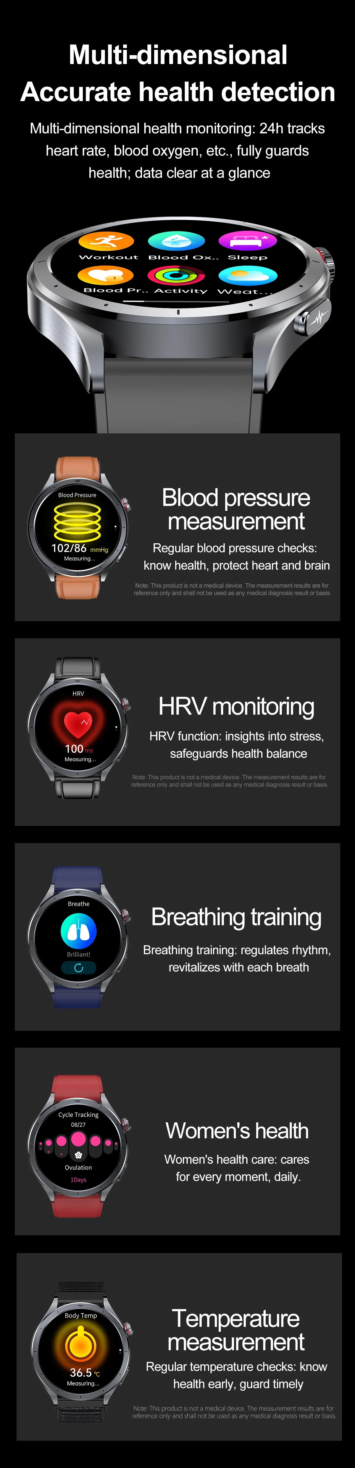 Health Smart Watch - ECG, Blood Pressure, Body Fat Analysis