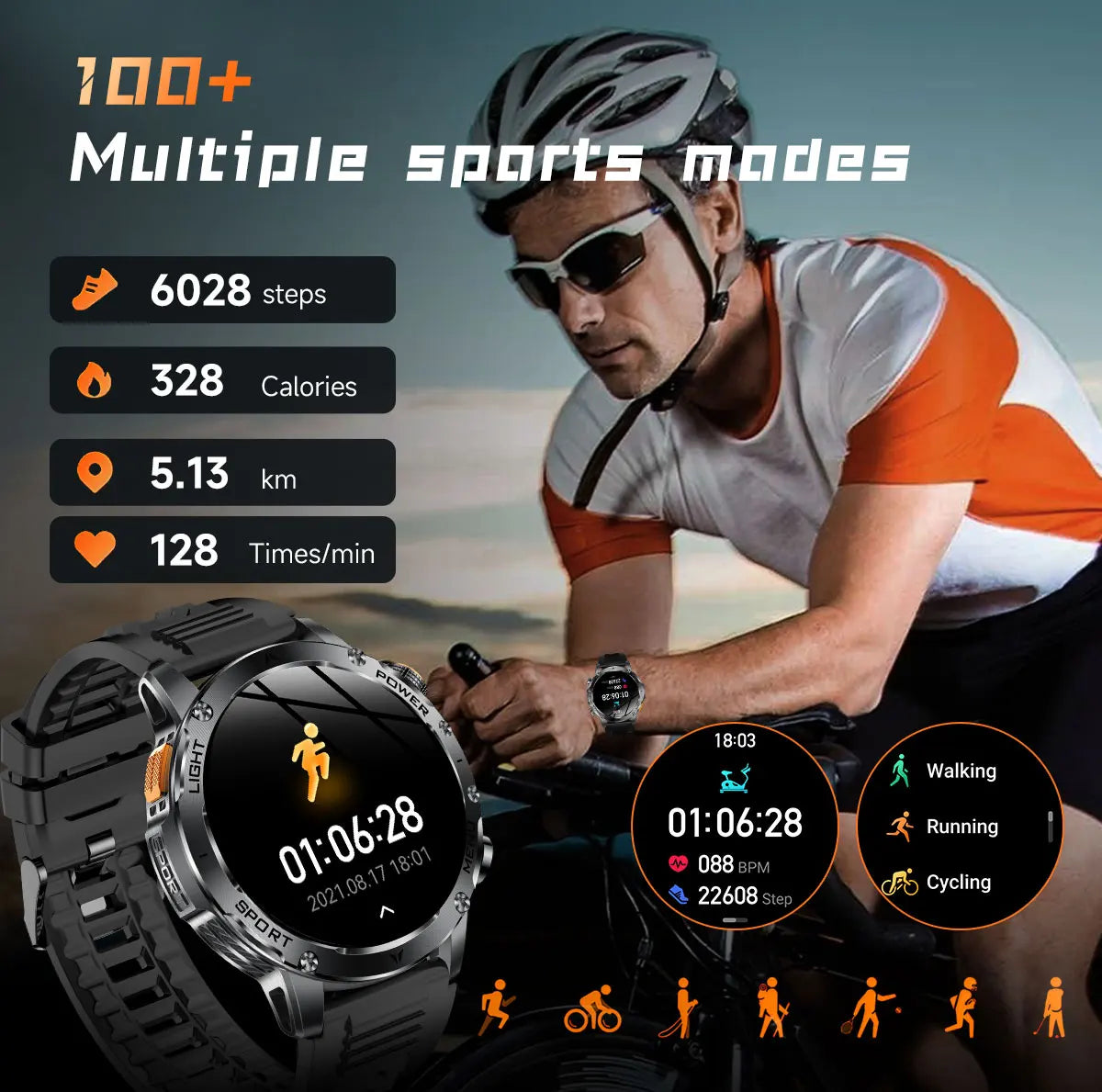 T-Rex 3 Ultra Smartwatch - 1000mAh Battery, 5ATM Waterproof, Heart Rate Monitor