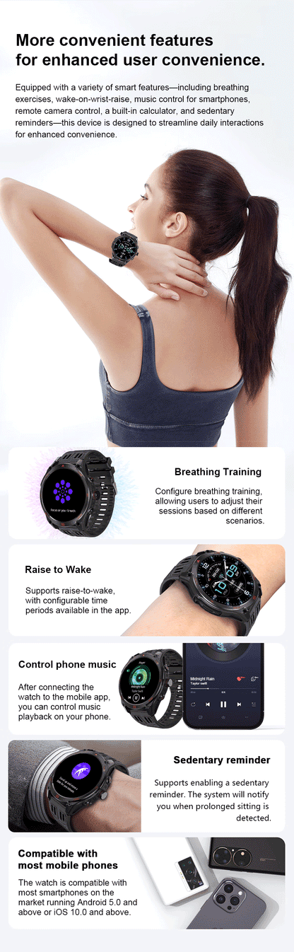 Military GPS Smartwatch - Dual-Band GNSS, 10ATM, Compass, Altimeter