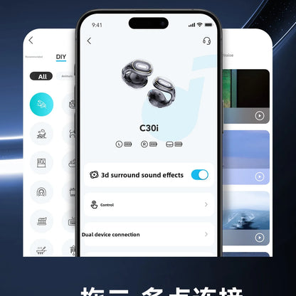 C30i Open Ear Clip Bluetooth Headset - Wireless Space Capsule Design