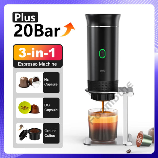 Portable Electric Espresso Maker - 3-in-1 Wireless Coffee Machine for Car Travel