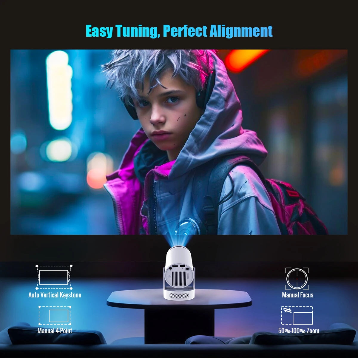 Magcubic HY300 Pro+ 4K Portable Projector - 8000 Lumens WiFi 6