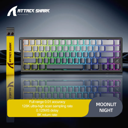 X68HE ATTACK SHARK Magnetic Gaming Keyboard Mechanical Wired for Pro Gaming 0.01mm Rapid Trigg 8000Hz SOCD/Rs 0.125ms 128K Rate