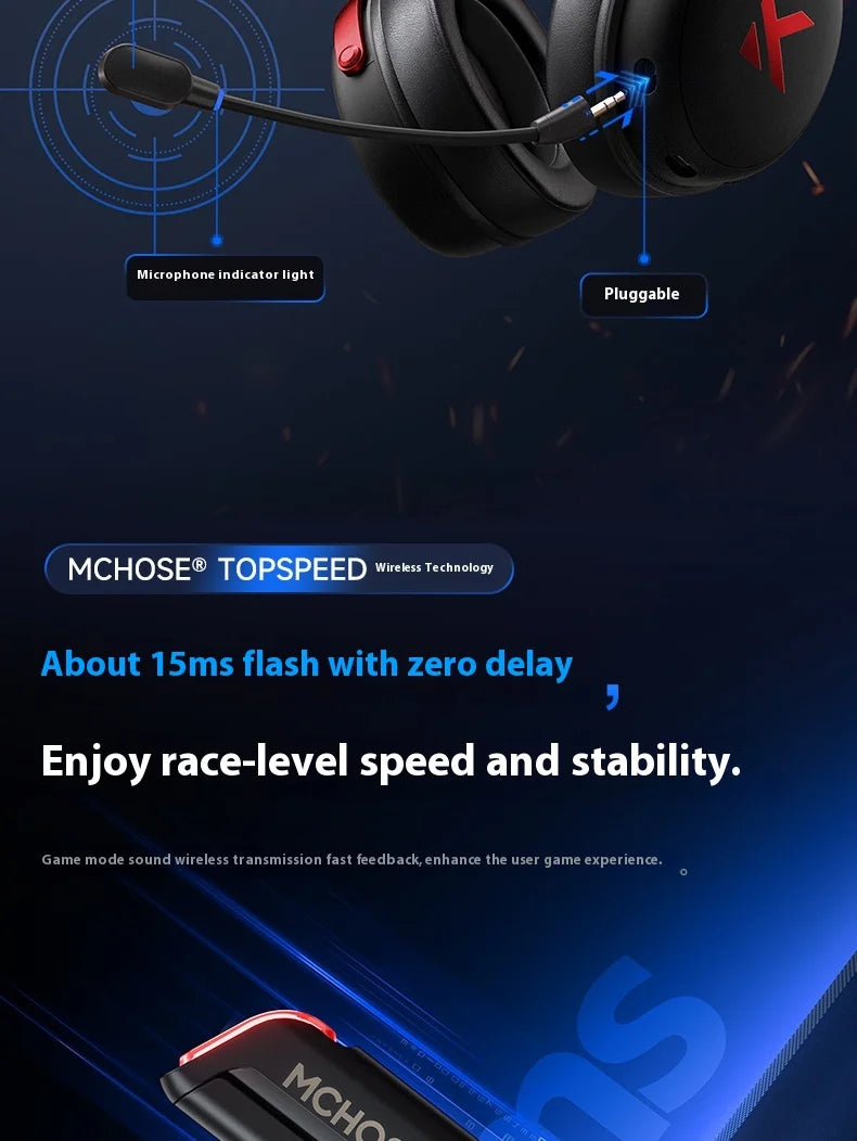 MCHOSE V9 Pro Gaming Headset - Tri-Mode, Hi-Res Audio, ANC
