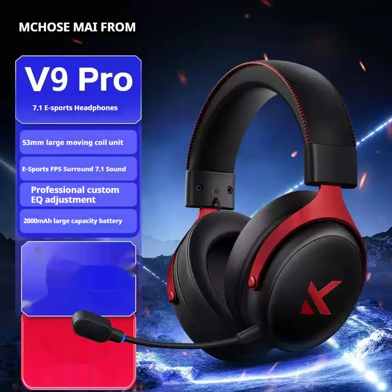 Original MCHOSE V9 Pro Customized Gaming Headphone Tri-mode Esports Earphones Hi-res Music Active Noise Reduction Headsets PC