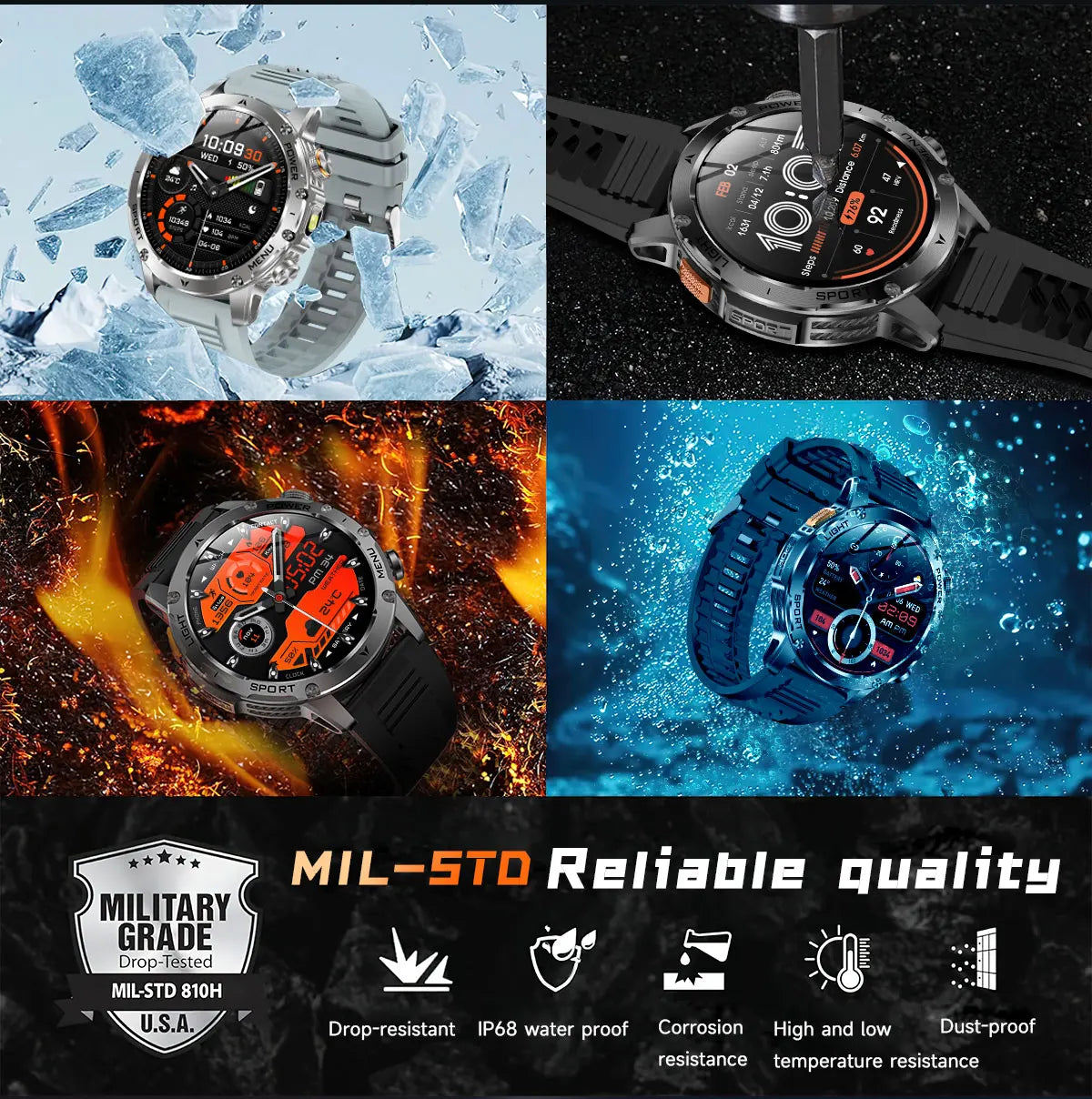 T-Rex 3 Ultra Smartwatch - 1000mAh Battery, 5ATM Waterproof, Heart Rate Monitor