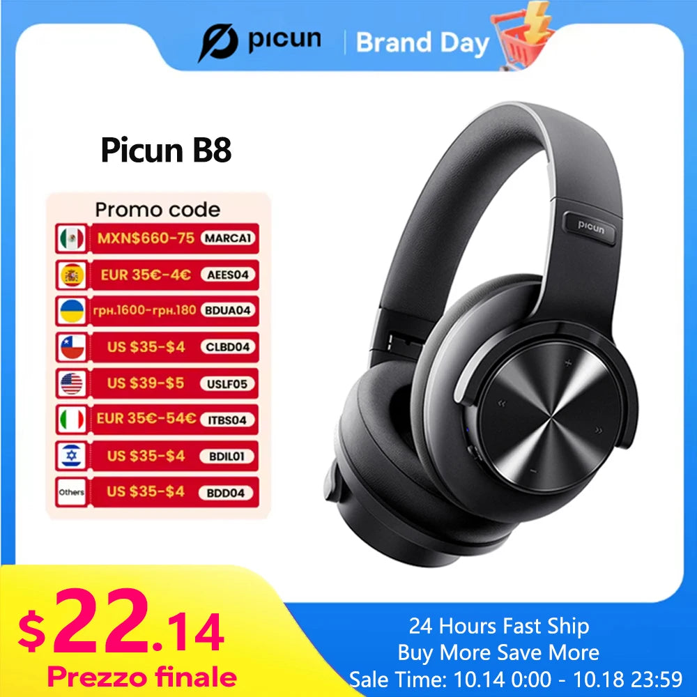 Picun B8 Wireless Headphones - 120H Battery, 3 EQ Modes