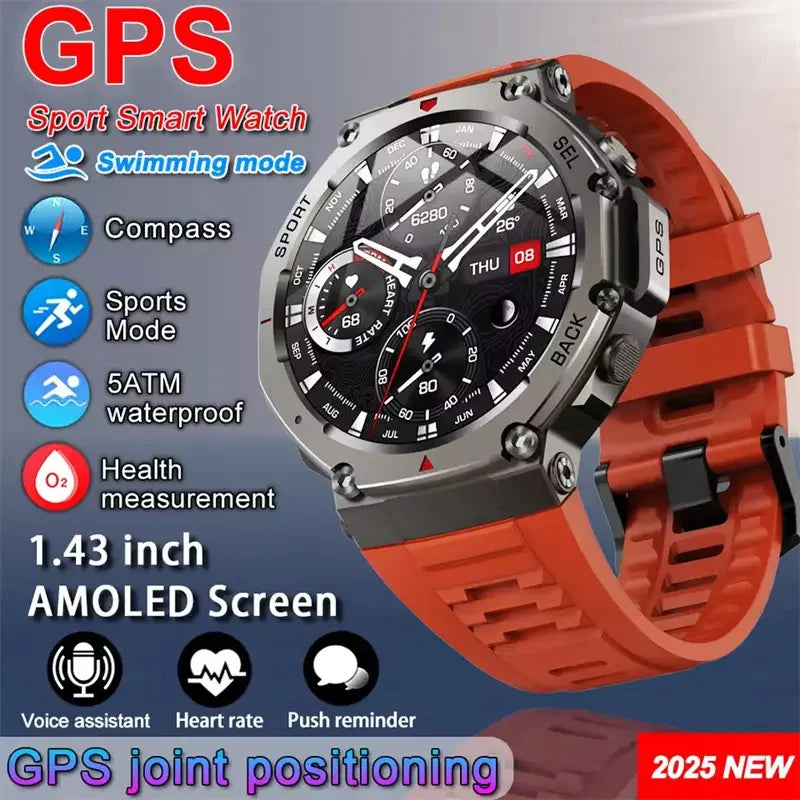 T-Rex 3 GPS Smart Watch - 10ATM Waterproof Dual-band GNSS Military Smartwatch