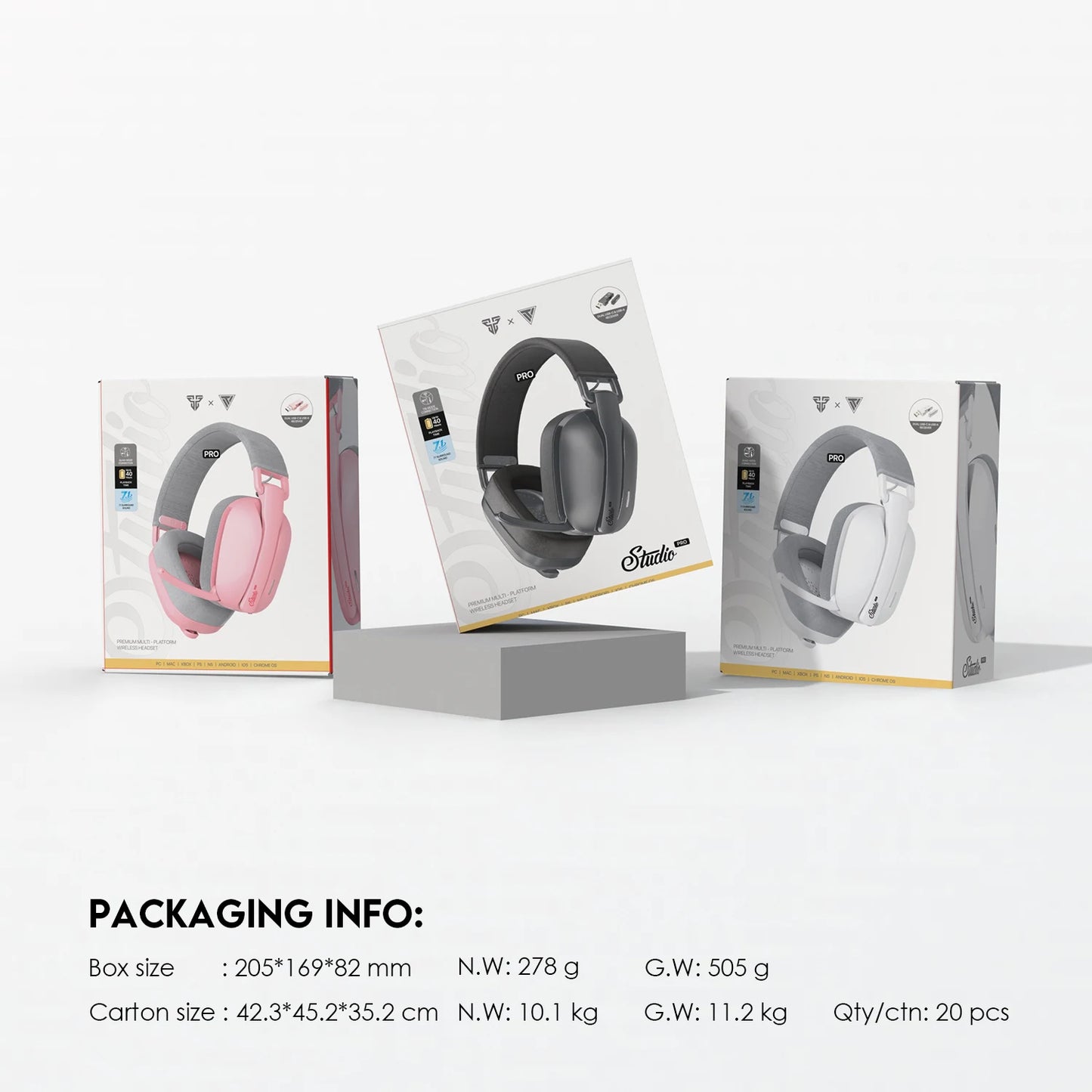 FANTECH WHG03P STUDIO PRO Gaming Headphones Wired& Wireless Bluetooth 7.1 Surround Headset With Noise Reduction Mic For PS5 XBOX