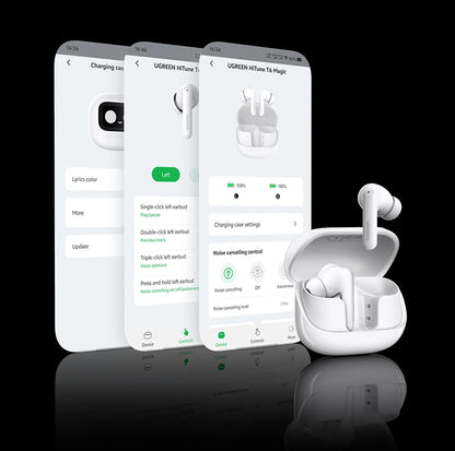 UGREEN ClipBuds Magic LCD Screen TWS Earphones - 52dB ANC Bluetooth Earbuds