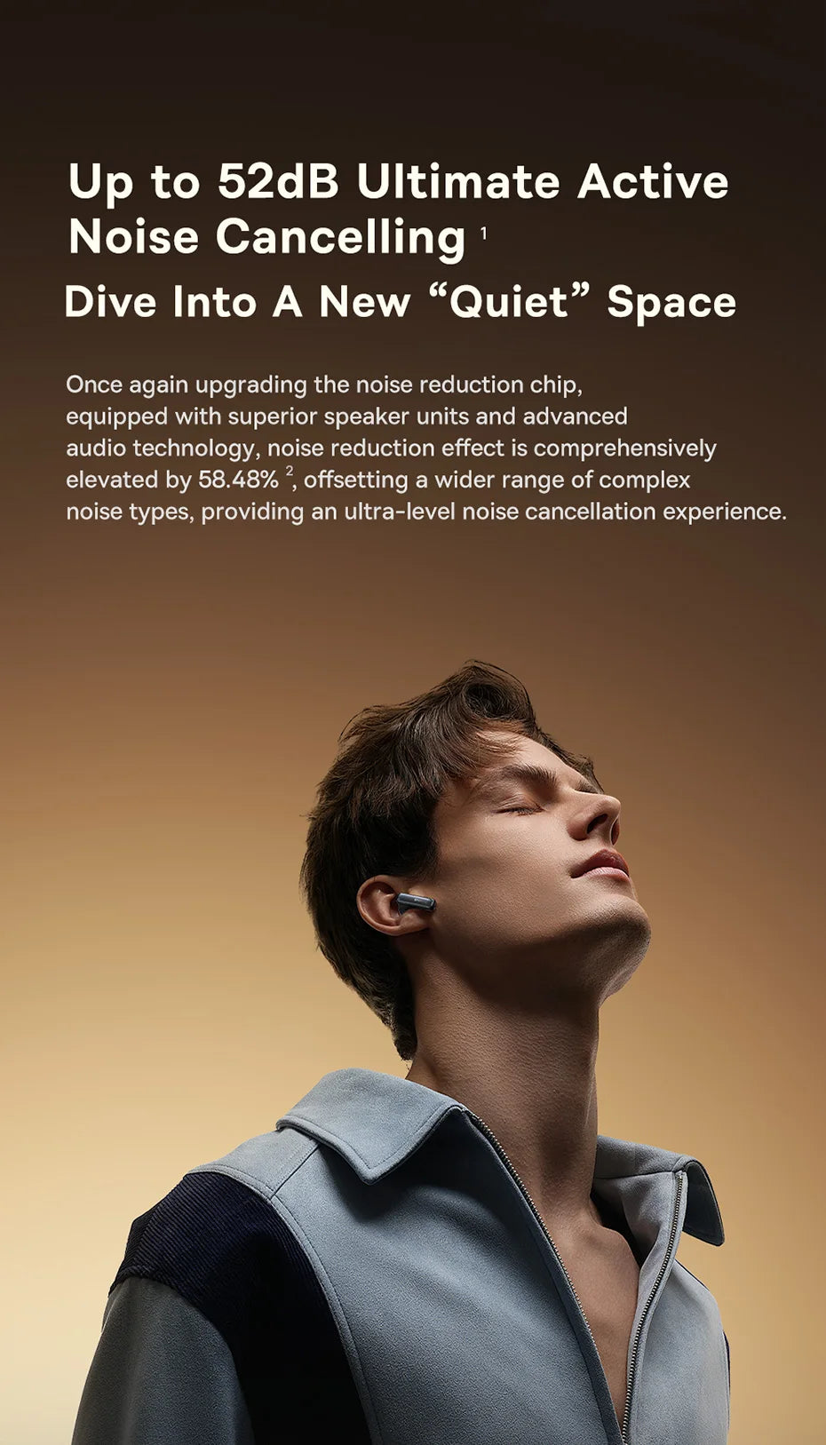 Baseus Bowie M2s Ultra Wireless Earphones Smart Screen 52dB Noise Cancelling Bluetooth 5.4 Headphones 3D Audio Spatial Earbuds