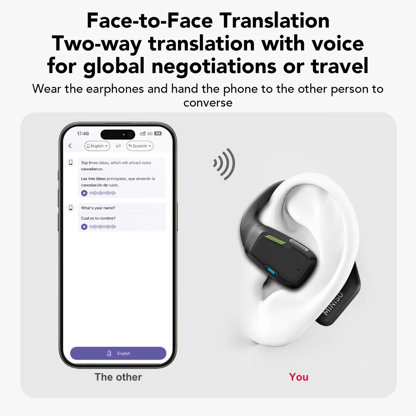 [AI Translator] MINISO M98 Wireless Headphones OWS Sports Bluetooth Earphones Gaming Headset ASMR APP Translation Earbuds IPX5