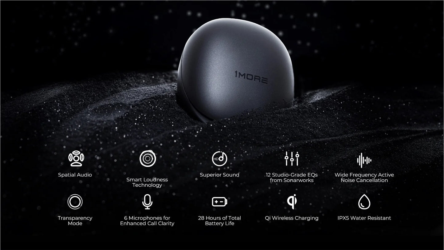 1MORE Aero Earbuds - Noise Cancellation, 28H Playtime, Wireless Charging