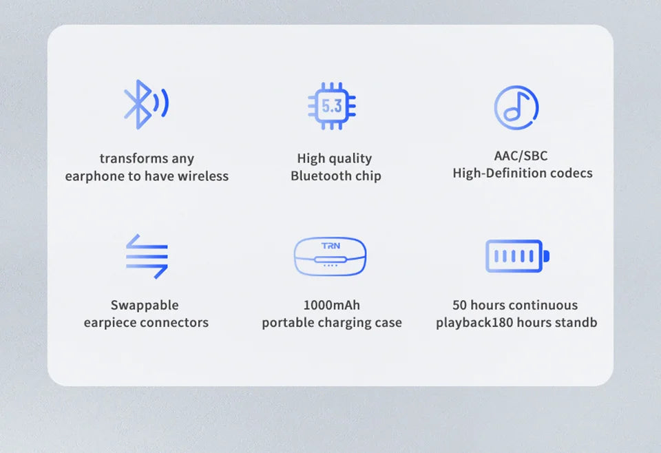 TRN BT20PRO Bluetooth 5.3 Wireless Earphone Cable - MMCX/2Pin/QDC