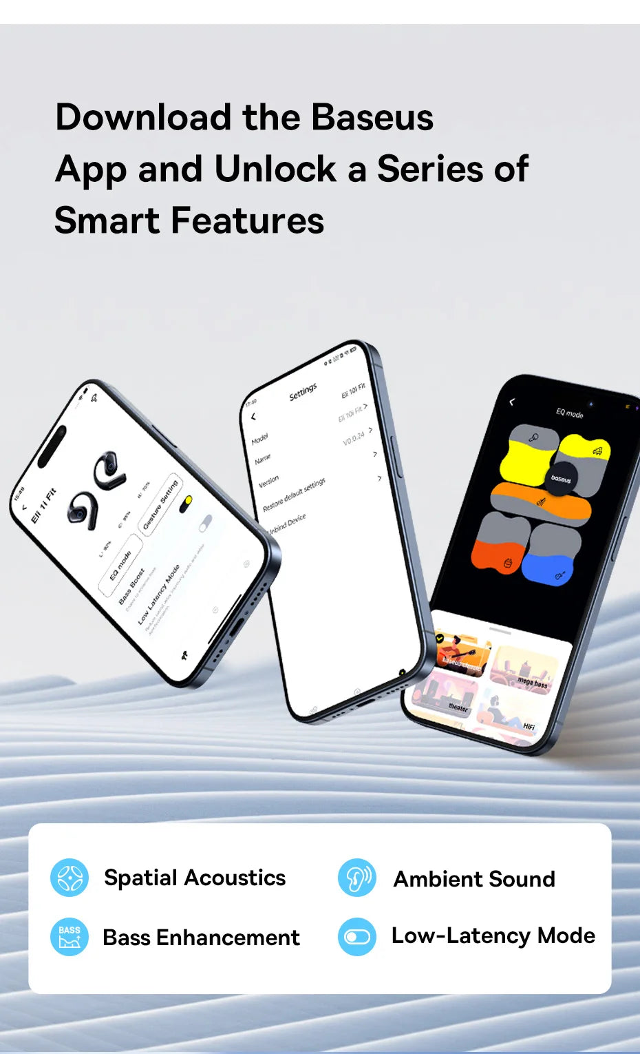 Baseus Eli 10i Open-Ear Bluetooth 5.4 Earphones - IP54 Waterproof Sports Earbuds