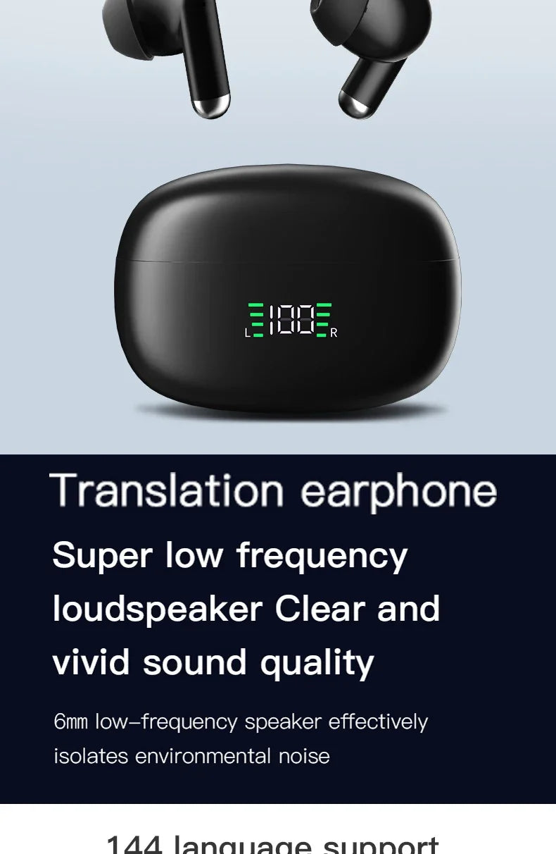 New Wireless Bluetooth Smart Voice Translation Headset Real-time Translation Chinese and English Learning Translation Headphones
