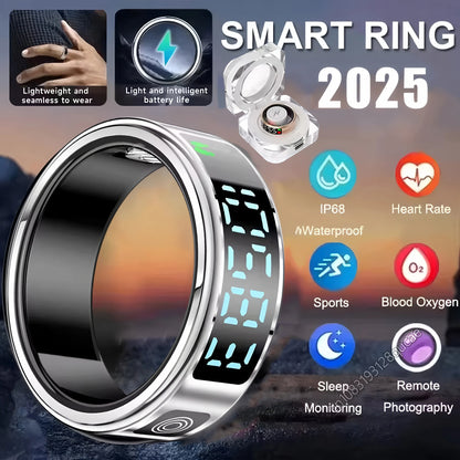 R12 Smart Ring - Display Screen, Wireless Charging, Health Tracker, Waterproof