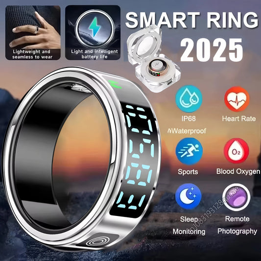 R12 Smart Ring - Display Screen, Wireless Charging, Health Tracker, Waterproof