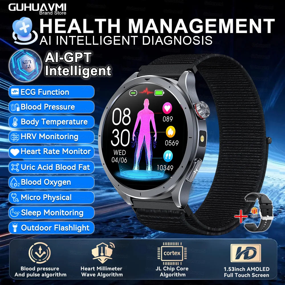 Health Smart Watch - ECG, Blood Pressure, Body Fat Analysis