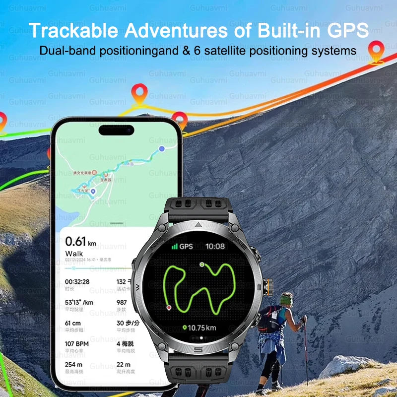 Men's GPS Smartwatch - 1.75" AMOLED, 10ATM, 1000mAh Battery