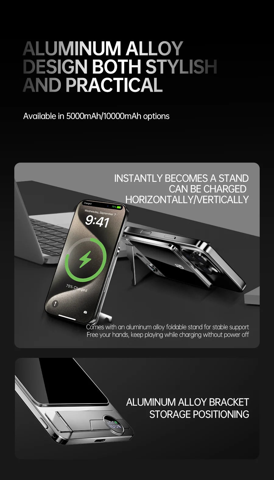 10000mAh Ultra Slim Power Bank for MagSafe,Magnetic Wireless 20W Fast Charging Portable Battery For iPhone Samsung Xiaomi iWatch