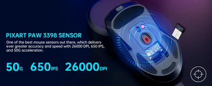 Rapoo VT9PRO PAW3398 Wireless Gaming Mouse 26000DPI 68g Lightweight Wired Wireless Mouse 160H Super Long Battery Life