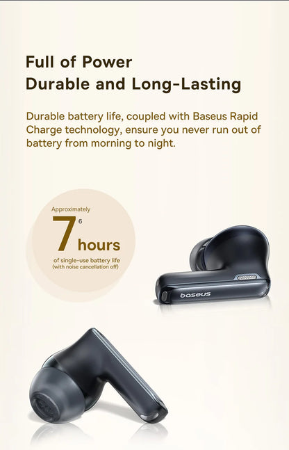 Baseus Bowie M2s Ultra Wireless Earphones Smart Screen 52dB Noise Cancelling Bluetooth 5.4 Headphones 3D Audio Spatial Earbuds